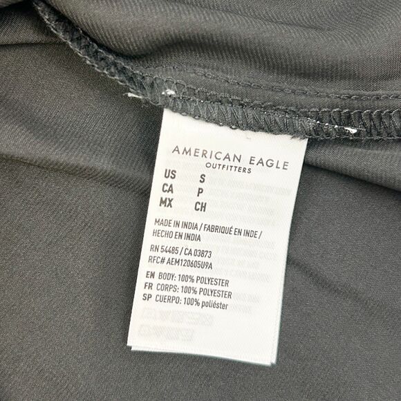 American Eagle Blouse Tank Top Womens S Black Crop Babydoll Cami Spaghetti Strap - Picture 11 of 13